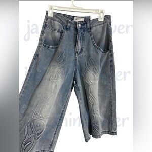 Austin Landing Queen embroidered distressed hi rise jorts short jeans size 7 new